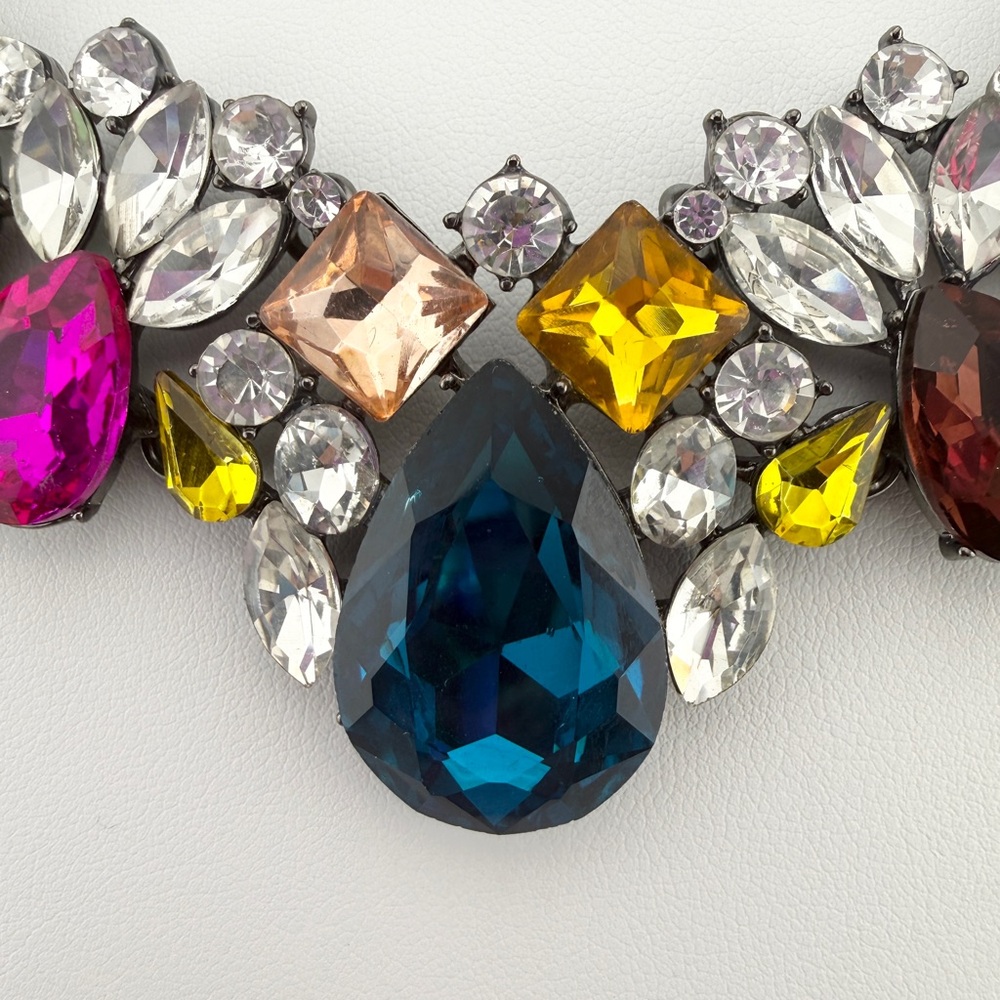 Multicolor Glass Rhinestone Statement Choker/Neck… - image 2